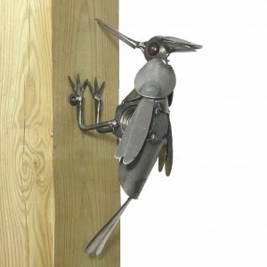 Metal Garden Woodpecker Sculpture